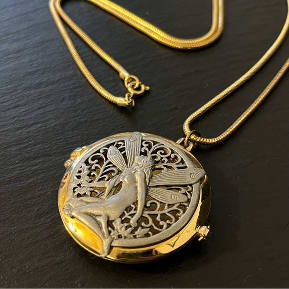 Vintage Rare JJ Jonette Jewelry Fairy Locket Necklace Signed - Picture 15 of 15